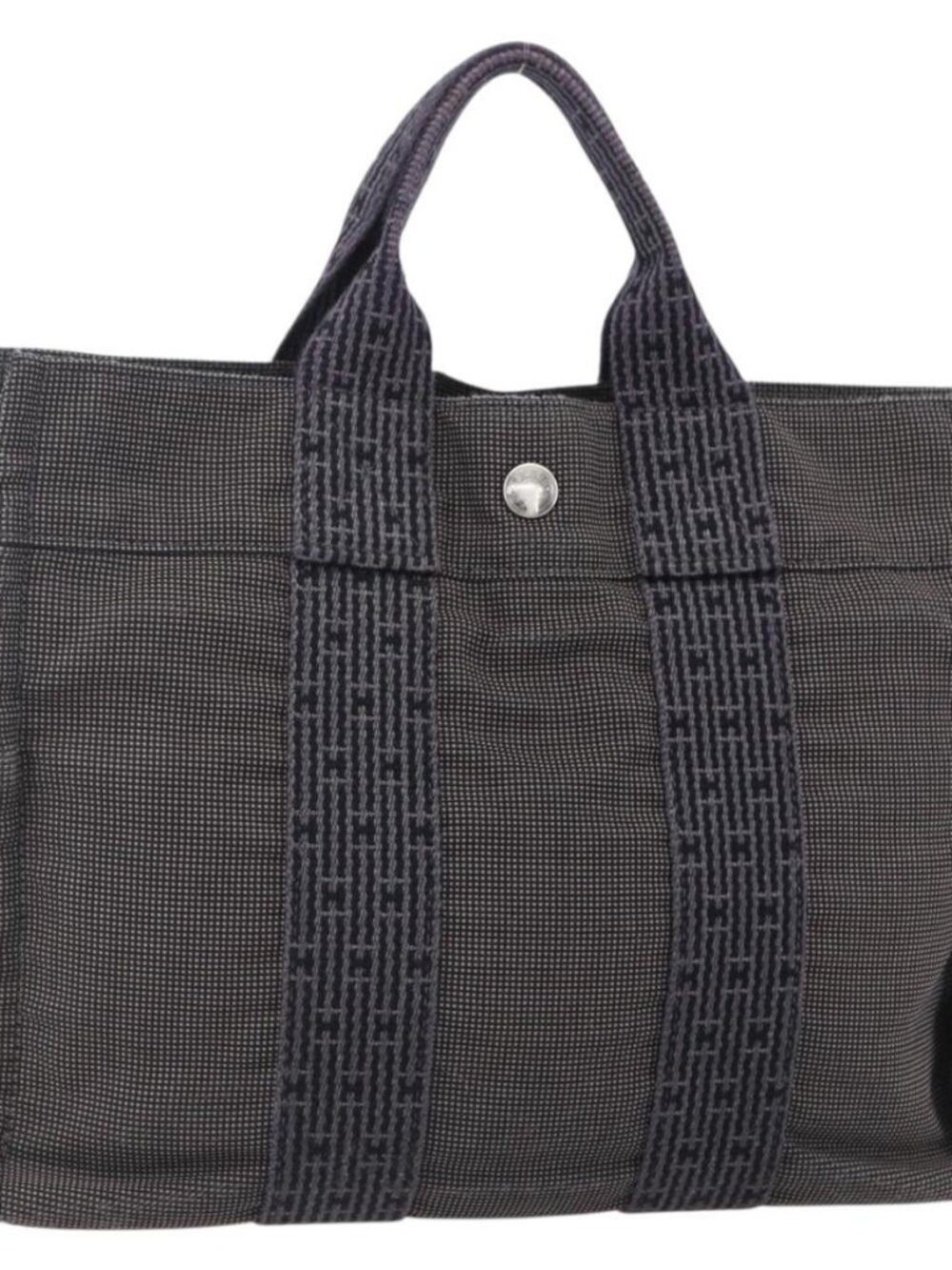 HERMES Her Line PM Hand Bag Canvas Gray Auth 150368